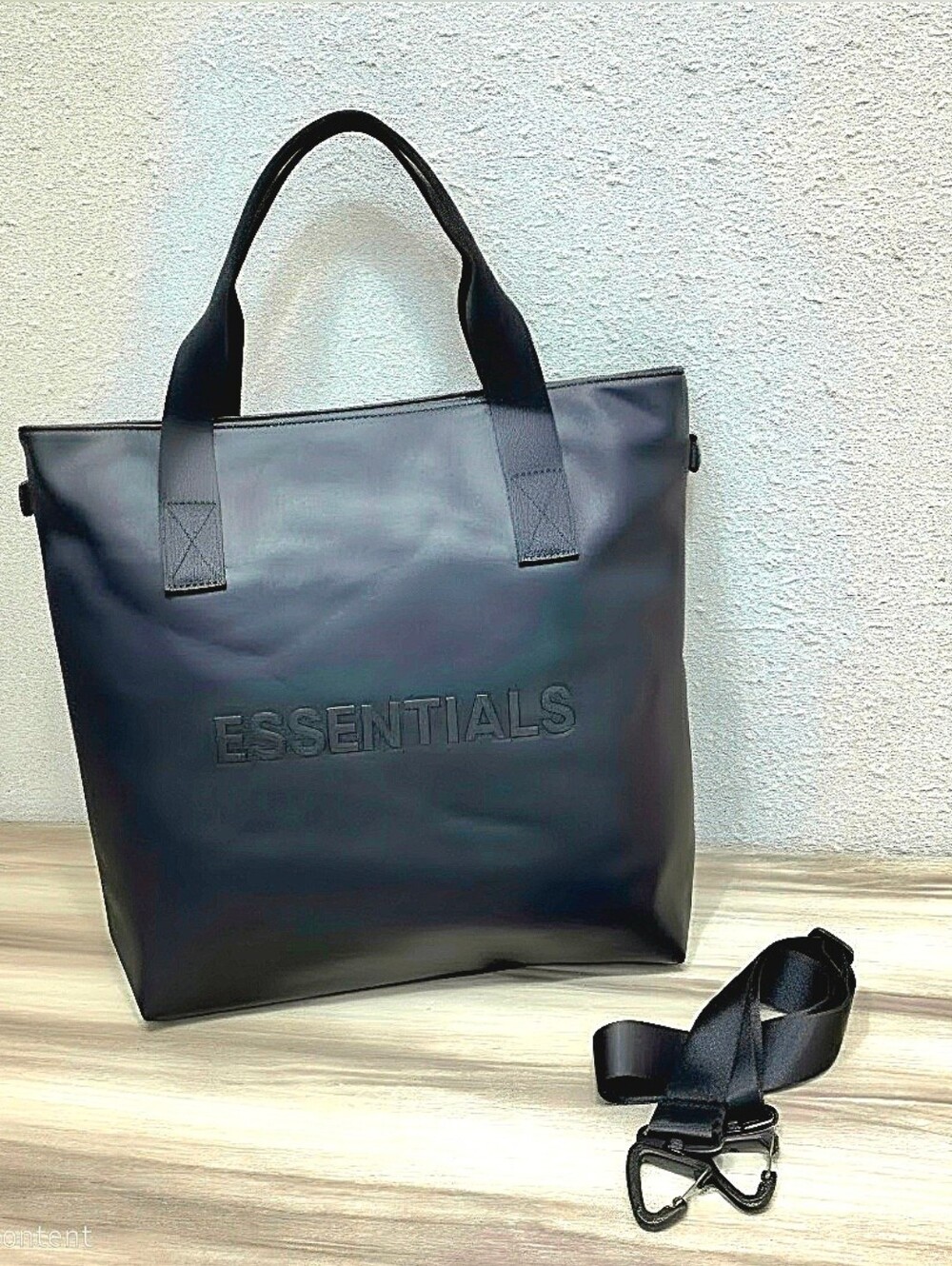 Essentials FoG Black Men's Tote Bag with Embossed LOGO